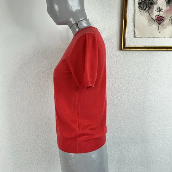 Giorgio Armani Cashmere Short Sleeve Crewneck Shell Sweater - Picture 4 of 8